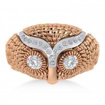 Men's Owl Diamond Accented Fashion Ring 14k Rose Gold (0.74ct)
