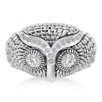 Men's Owl Diamond Accented Fashion Ring 14k White Gold (0.74ct)