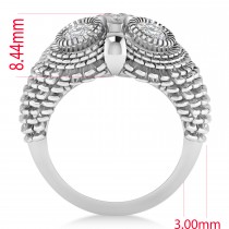 Men's Owl Diamond Accented Fashion Ring 14k White Gold (0.74ct)