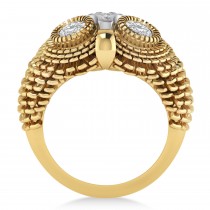 Men's Owl Diamond Accented Fashion Ring 14k Yellow Gold (0.74ct)