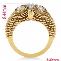 Men's Owl Diamond Accented Fashion Ring 14k Yellow Gold (0.74ct)