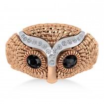 Men's Owl Diamond & Black Diamond Fashion Ring 14k Rose Gold (0.74ct)