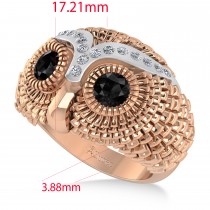 Men's Owl Diamond & Black Diamond Fashion Ring 14k Rose Gold (0.74ct)
