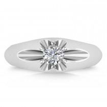 Men's Solitaire Diamond Ring 14k White Gold (0.50ct)