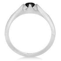 Men's Solitaire Black Diamond Ring 14k White Gold (0.50ct)