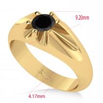 Men's Solitaire Black Diamond Ring 14k Yellow Gold (0.50ct)
