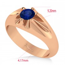 Men's Solitaire Blue Sapphire Ring 14k Rose Gold (0.50ct)