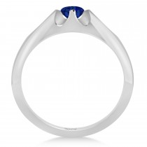 Men's Solitaire Blue Sapphire Ring 14k White Gold (0.50ct)