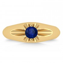Men's Solitaire Blue Sapphire Ring 14k Yellow Gold (0.50ct)