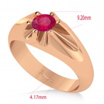Men's Solitaire Ruby Ring 14k Rose Gold (0.50ct)