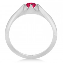 Men's Solitaire Ruby Ring 14k White Gold (0.50ct)