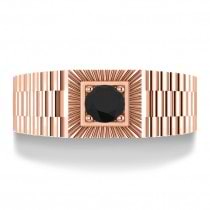 Two Tone Cut Black Diamond Men's Fashion Ring 14k Rose Gold (0.50 ct)