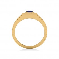 Two Tone Cut Blue Sapphire Men's Fashion Ring 14k Yellow Gold (0.50 ct)