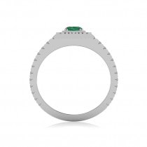 Two Tone Cut Emerald Men's Fashion Ring 14k White Gold (0.50 ct)