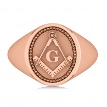 Masonic Novelty Mens Fashion Ring 14k Rose Gold