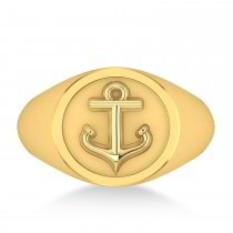 Men's Anchor Signet Ring 14k Yellow Gold