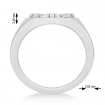 Men's Antique Style Cross Signet Ring 14k White Gold