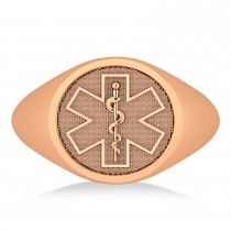 Emergency Medical Technician EMT Symbol Signet Ring 14k Rose Gold
