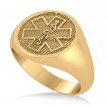 Emergency Medical Technician EMT Symbol Signet Ring 14k Yellow Gold