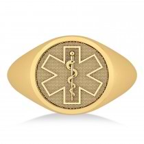 Emergency Medical Technician EMT Symbol Signet Ring 14k Yellow Gold
