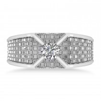Men's Textured Diamond Fashion Ring 14k White Gold (0.50 ctw)
