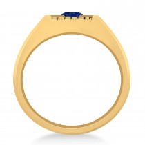 Men's Textured Blue Sapphire Fashion Ring 14k Yellow Gold (0.50 ctw)