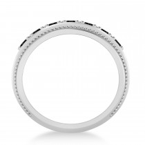 Men's Seven-Stone Black Diamond Milgrain Ring 14k White Gold (1.05 ctw)