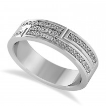 Diamond Strand Men's Ring/Wedding Band 14k White Gold (0.54ct)
