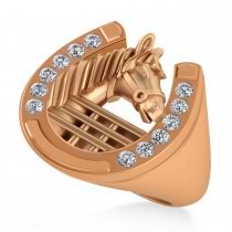 Men's Diamond Stallion & Horseshoe Fashion Ring 14k Rose Gold (0.36 ctw)