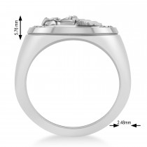 Men's Diamond Stallion & Horseshoe Fashion Ring 14k White Gold (0.36 ctw)