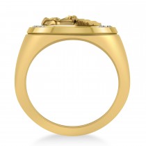Men's Diamond Stallion & Horseshoe Fashion Ring 14k Yellow Gold (0.36 ctw)