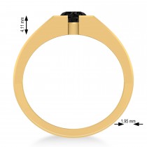 Men's Black Diamond Solitaire Fashion Ring 14k Yellow Gold (1.00 ctw)