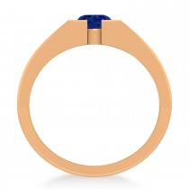 Men's Blue Sapphire Solitaire Fashion Ring 14k Rose Gold (1.00 ctw)
