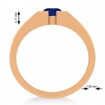 Men's Blue Sapphire Solitaire Fashion Ring 14k Rose Gold (1.00 ctw)
