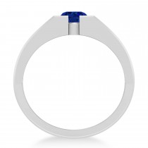 Men's Blue Sapphire Solitaire Fashion Ring 14k White Gold (1.00 ctw)