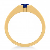 Men's Blue Sapphire Solitaire Fashion Ring 14k Yellow Gold (1.00 ctw)