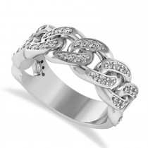 Diamond Novelty Chain Men's Ring 14k White Gold (0.63ct)