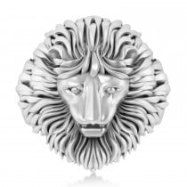 Men's Lion Head Ring 14K White Gold