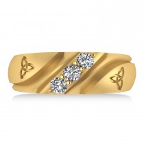 Diamond Celtic Men's Ring/Wedding Band 14k Yellow Gold (0.30ct)