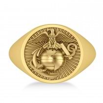 United States Marine Corps Men's Signet Fashion Ring 14k Yellow Gold