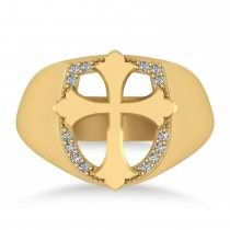 Diamond Cross Cigar Men's Ring 14k Yellow Gold (0.14ct)