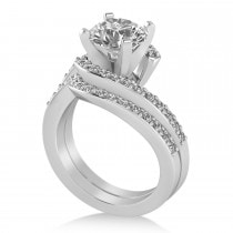 Diamond Accented Tension Set Bridal Set 14k White Gold (0.35ct)