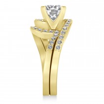 Diamond Accented Tension Set Bridal Set 18k Yellow Gold (0.35ct)