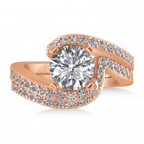 Lab Grown Diamond Accented Tension Set Bridal Set 14k Rose Gold (0.35ct)