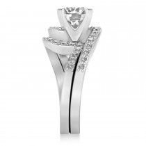 Lab Grown Diamond Accented Tension Set Bridal Set 18k White Gold (0.35ct)