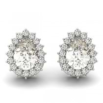 Pear Cut Diamond Teardrop Halo Stud Earrings 14k White Gold (1.05ct)