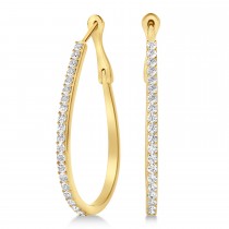 Diamond Round Shape Hoop Earrings in 14k Yellow Gold (0.50ct)