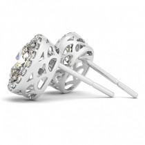 Oval-shape Diamond Halo Stud Earrings 14k White Gold (1.20ct)