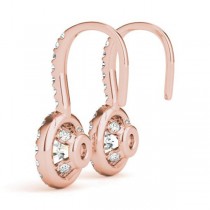 Round Diamond Halo Dangling Earrings 14k Rose Gold (0.73ct)