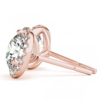 Round Diamond Halo Stud Earrings 14k Rose Gold (2.22ct)